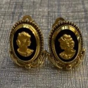 Whiting & Davis Cameo Clip Earrings